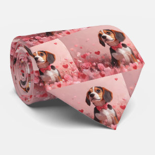 Corbata Beagle con Rosas - Día de San Valentín