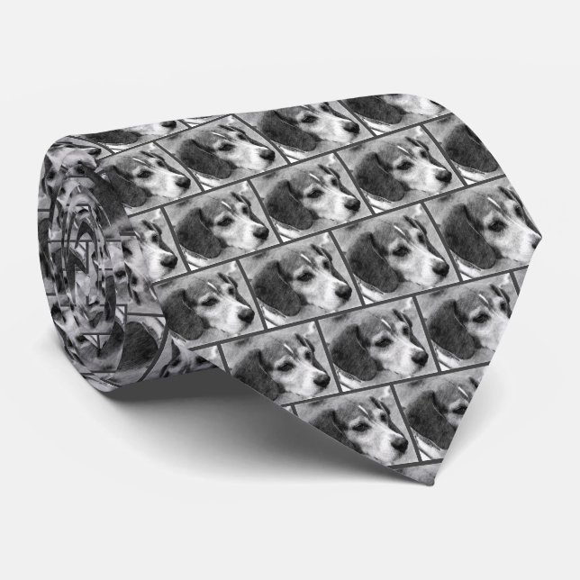 Corbata Beagle Dog Face Pencil Art (Enrollado)
