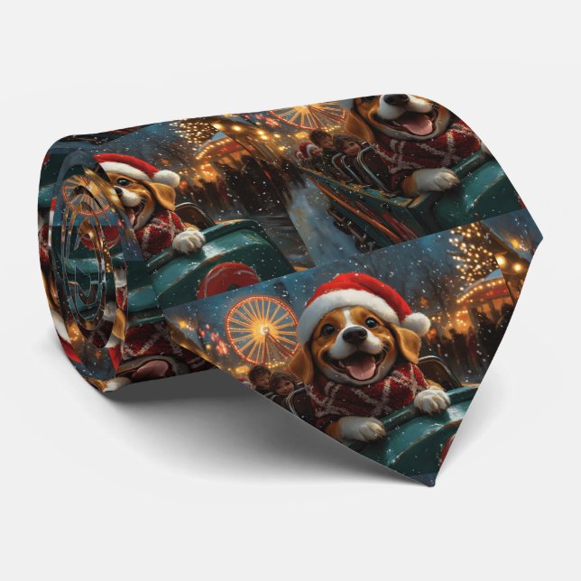 Corbata Beagle Dog Roller Coaster Navidades (Enrollado)