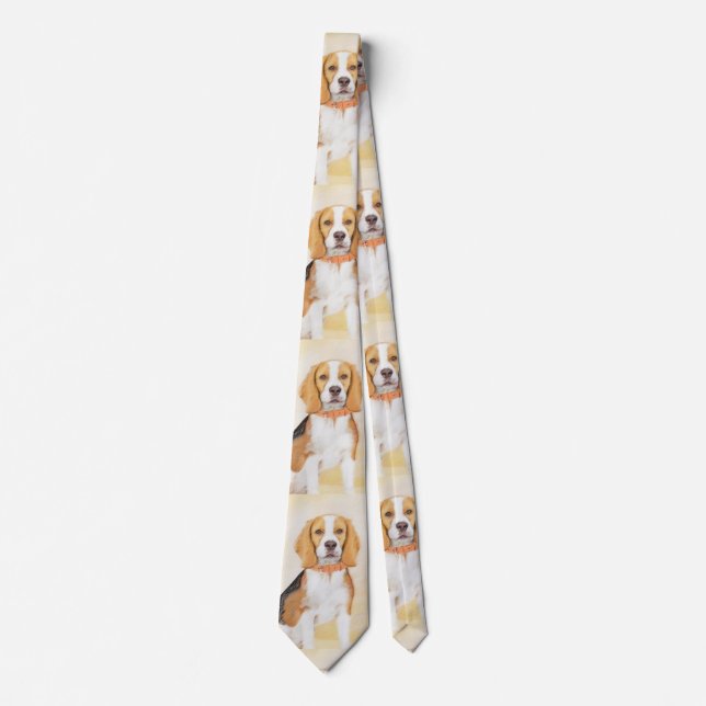 Corbata Beagle Hound Dog Pintura original de animales (Anverso)