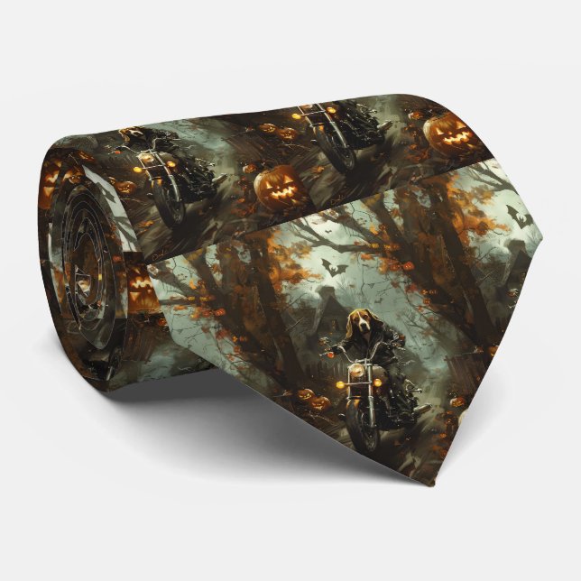 Corbata Beagle Montando Motocicleta Halloween Espeluznante (Enrollado)