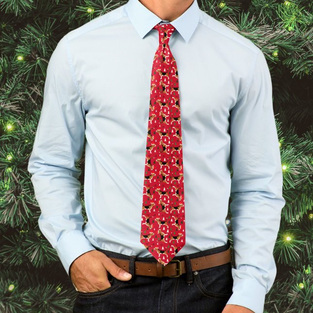 Corbata Beagles in Santa Hats Christmas Holiday Red (Beagles in Santa Hats Christmas Holiday Neck Tie in Red)