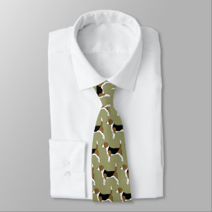Corbata Beagles Pattern Green Cute Perro Lover