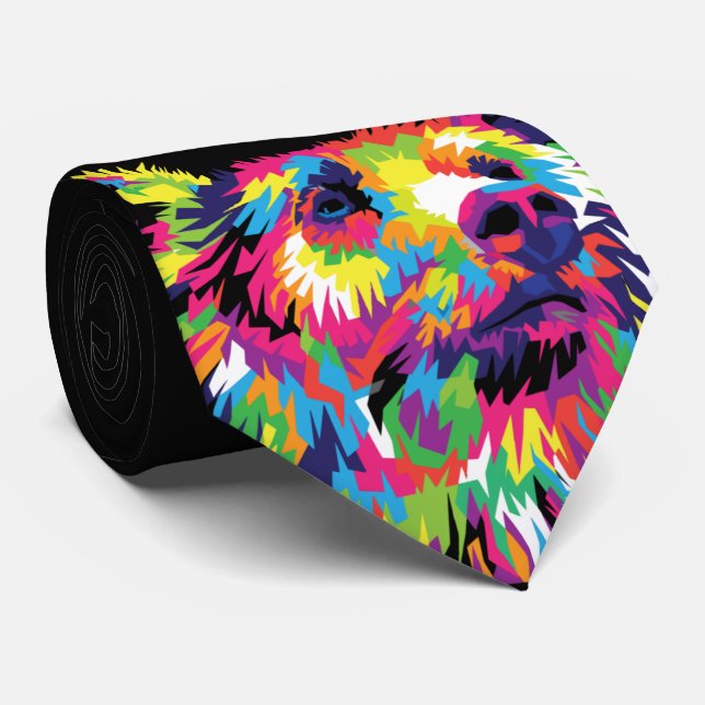 Corbata Bear Spirit Animal Pop Art (Enrollado)