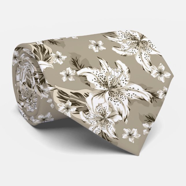 Corbata Beautiful beige flower pattern (Enrollado)