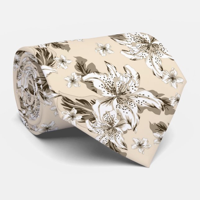 Corbata Beautiful light brown flower pattern (Enrollado)