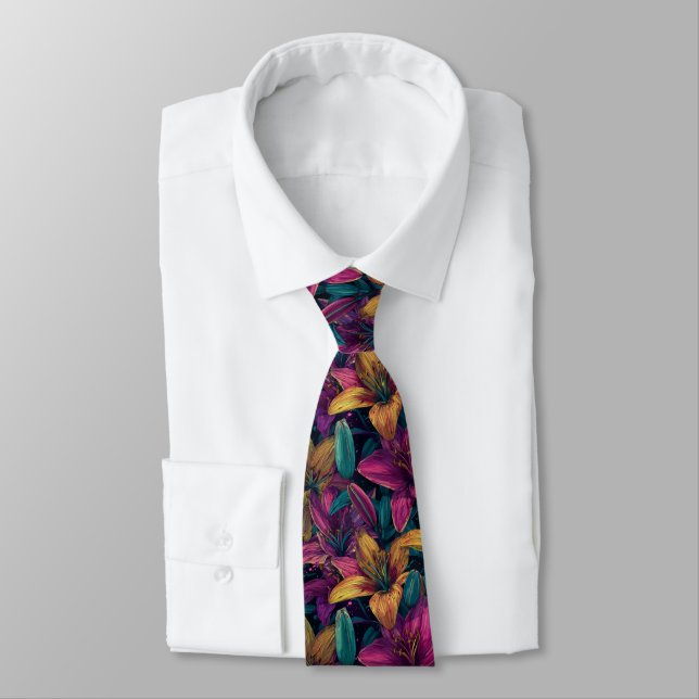 Corbata Beautiful Men Gifts Lilies Floral (Atado)