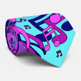 Corbata Beautiful Music Lively Notes Aqua Blue Pink