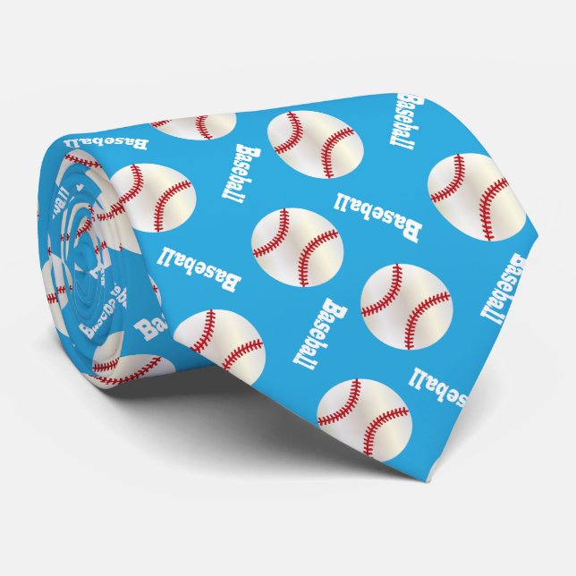 Corbata Bebé Azul Béisbol (Enrollado)