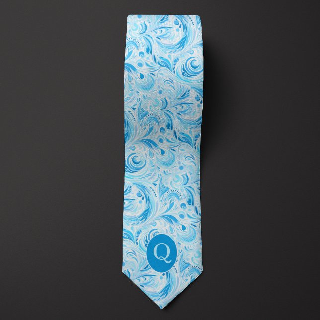 Corbata Bebé Azul Floral Monograma Tejido de Cuello (Subido por el creador)