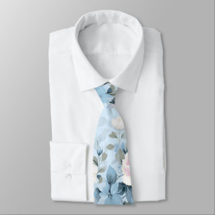 Corbata Bebé Azul Impresionante Estampa Floral Vintage en 