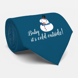 Corbata Bebé, hace frío afuera, hombre de nieve azul