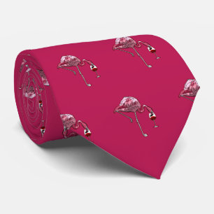 Corbata Bebedor de vino con patrón de flamenco rosa Lindo