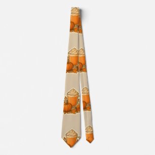 Corbata Bebida de especias de calabaza con hojas de otoño