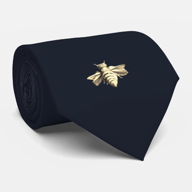 Corbata Bee - abeja - navy (Enrollado)