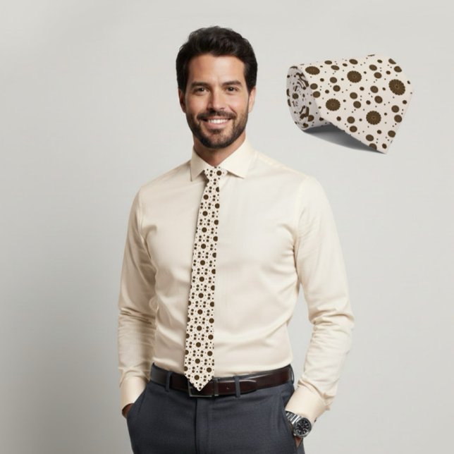 Corbata beige floral micro marrón oscuro (Subido por el creador)