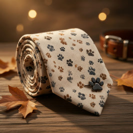 Corbata Beige Paw Print