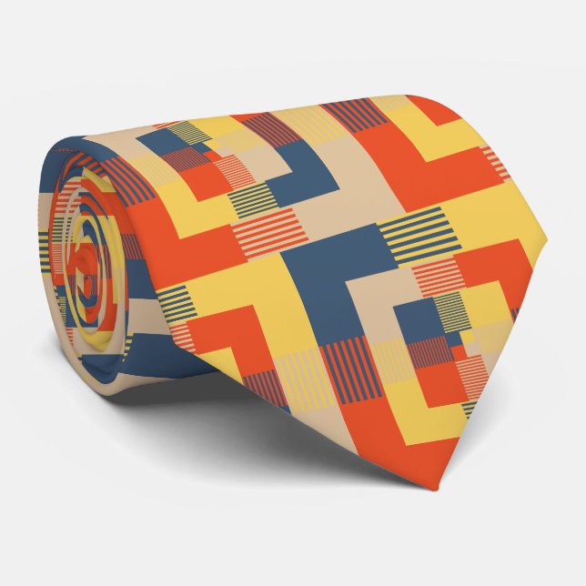 Corbata Beige rojo amarillo azul (Enrollado)