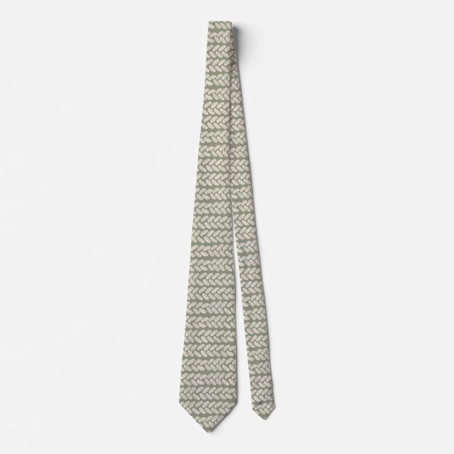 Corbata Beige Rope en fondo sabio (Anverso)