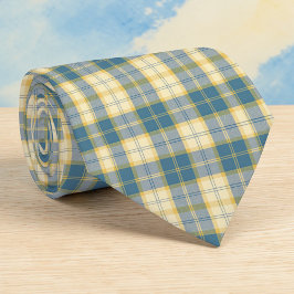 Corbata Beige & Teal Plaid Pattern Necktie Tie