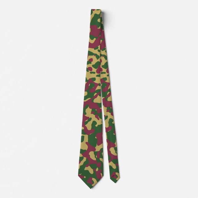Corbata Beige y camo verde en marrón (Anverso)