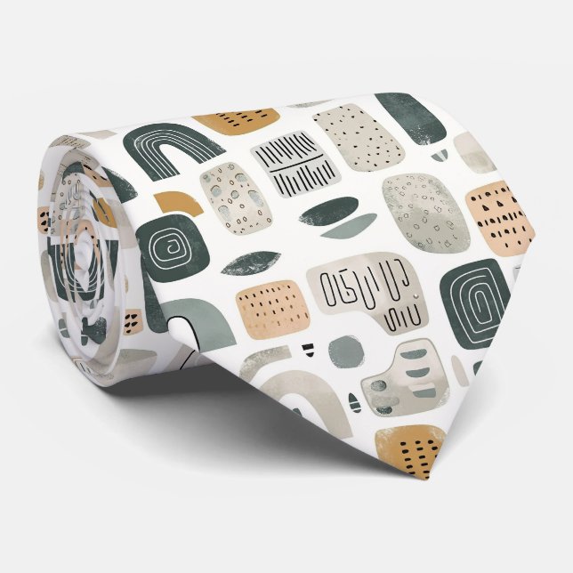 Corbata Beige y Sage Green Simple Boho (Enrollado)