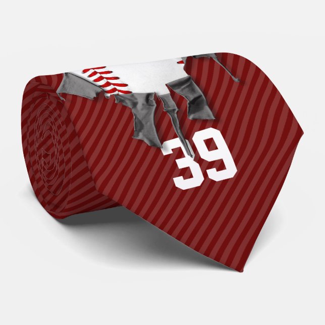 Corbata Béisbol desgarrado (personalizado) (Enrollado)