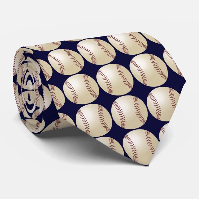 Corbata Béisbol, fondo azul oscuro (Enrollado)