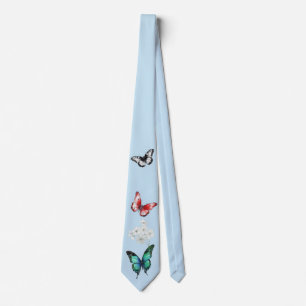 Corbata Bellas mariposas sobre un azul elegante