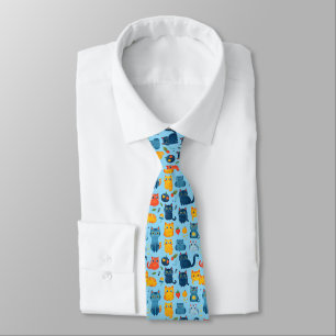 Corbata Bellos gatos kawaii, jugando con juguetes blanco b