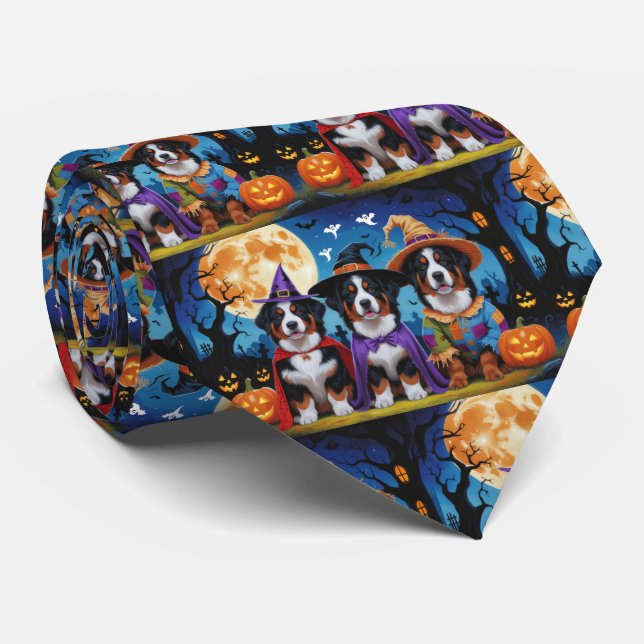Corbata Bernese Mountain Dogs Pumpkin Halloween Funny (Enrollado)