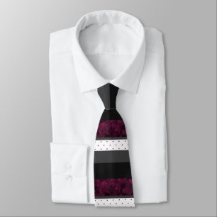 Corbata Berry Charcoal Black Polka Dot Block Strips