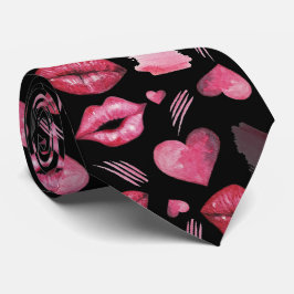 Corbata Besos Y Corazones Patrón Acuarela