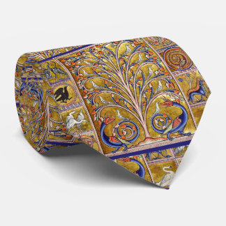 CORBATA BESTIARIO MEDIEVAL, AVES EN ÁRBOL DE VIDA, DRAGONE
