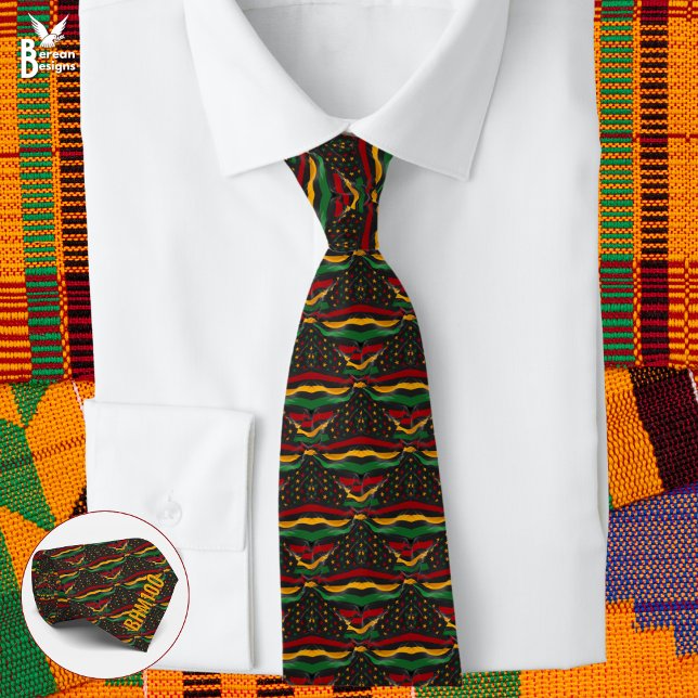 Corbata BHM100 Mes de la Historia Afroamericana Monograma  (African American Stars & Stripes Tie with custom monogram. Ideal for Black History Month Centennial)
