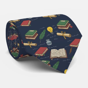 Corbata Biblioteca de eruditos azul marino