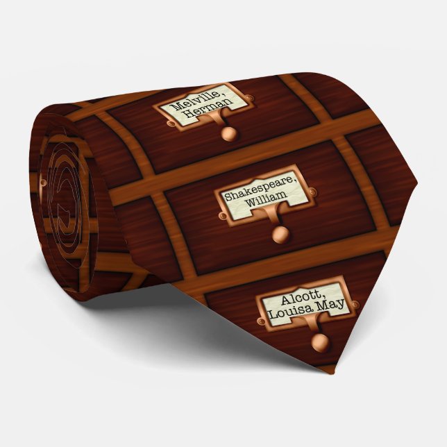 Corbata Biblioteca Libros Catálogo de tarjetas de madera D (Enrollado)