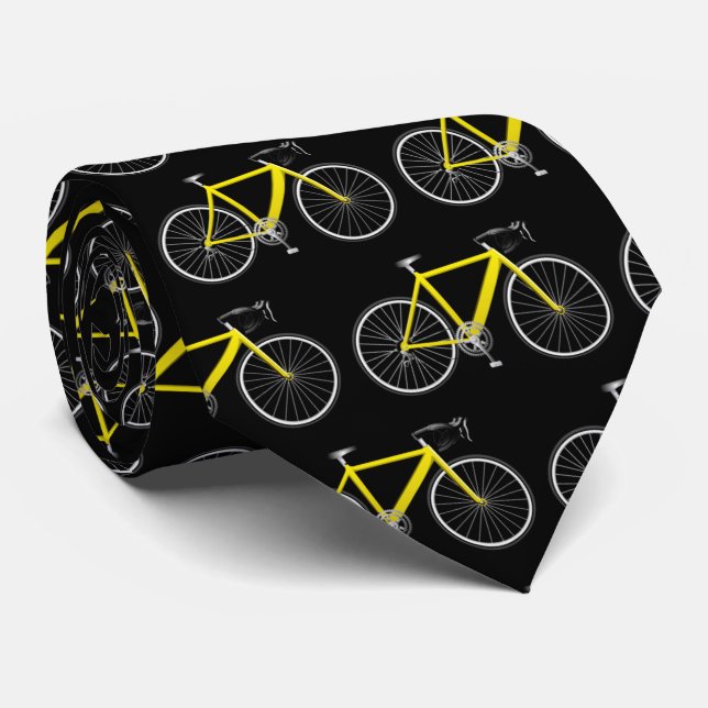 Corbata Bicicleta amarilla en negro (Enrollado)