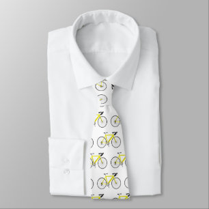 Corbata bicicleta amarilla sobre blanco