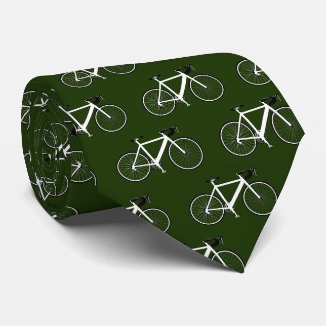 Corbata Bicicleta Blanca En Green Forestal (Enrollado)