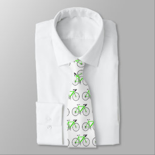 Corbata bicicleta verde lima en blanco
