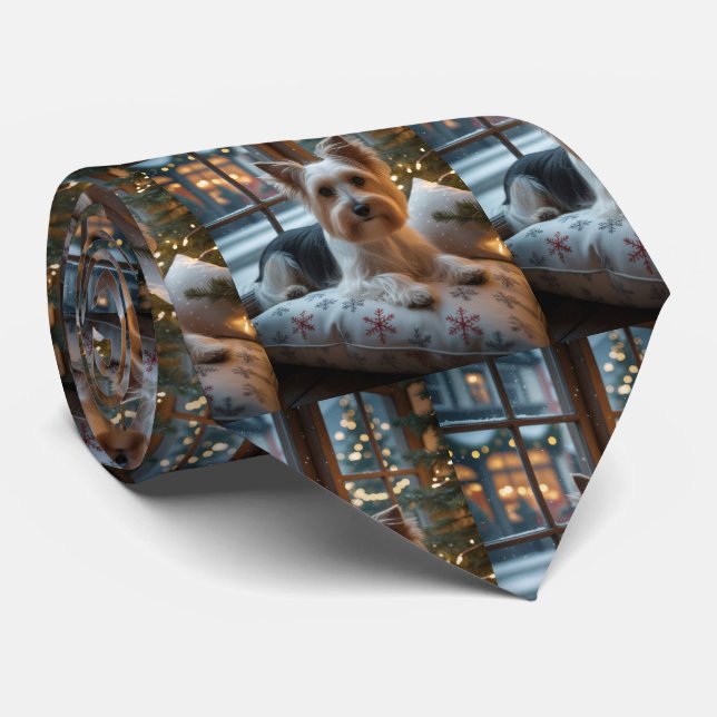 Corbata Biewer Terrier con Luces de Navidad Fiesta (Enrollado)