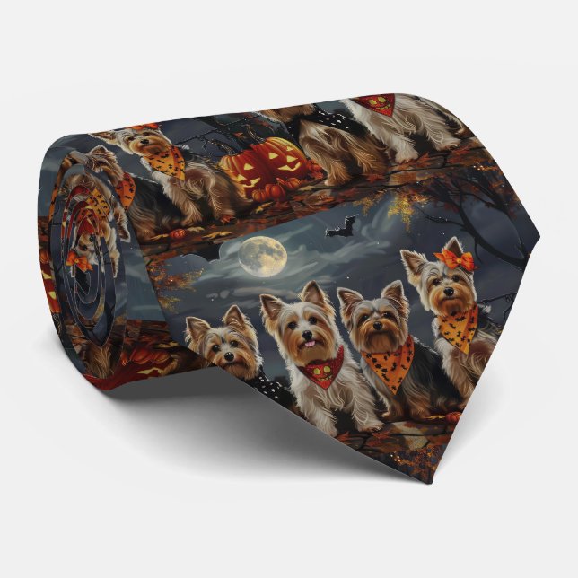 Corbata Biewer Terrier Halloween Espeluznante (Enrollado)