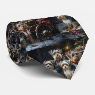 Corbata Biewer Terrier Nevado Trineo Navidad Decoración