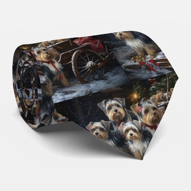 Corbata Biewer Terrier Nevado Trineo Navidad Decoración (Enrollado)