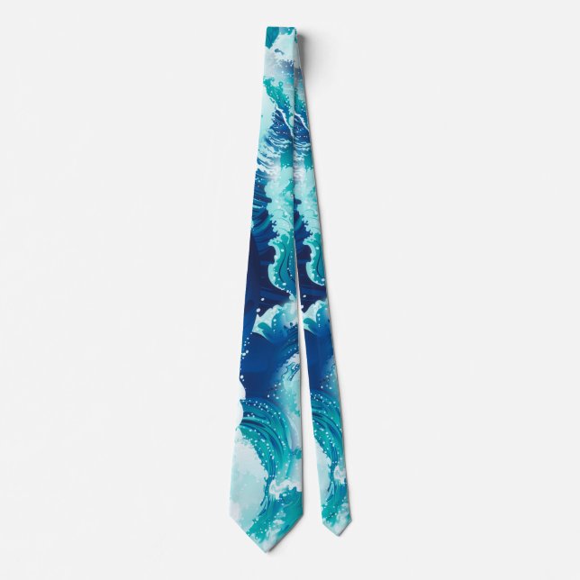 Corbata Big rushing sea or ocean waves design (Anverso)