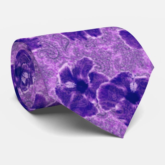 Corbata Bilateral retro hawaiano del hibisco de Paisley (Enrollado)