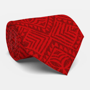 Corbata Bilateral rojo tropical del Tapa samoano impreso