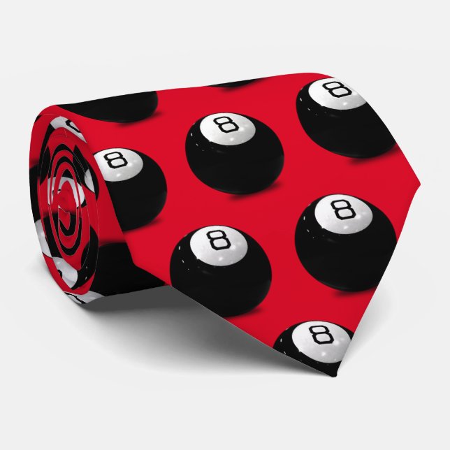 Corbata Billiards Eight Ball sobre rojo (Enrollado)