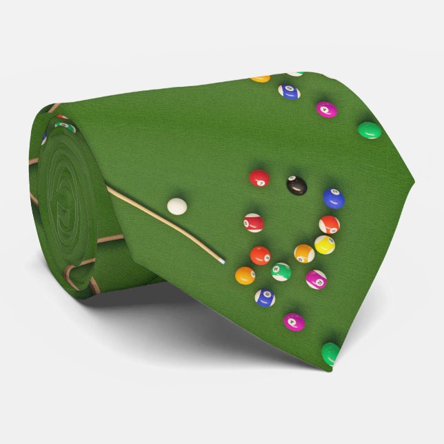Corbata Billiards Pool Table And Balls Necktie (Enrollado)